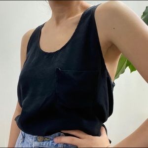 100% silk black Wilfred racer back tank